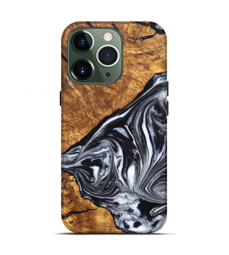 iPhone 13 Pro Wood Live Edge Phone Case - Zola (Black & White, 819976)