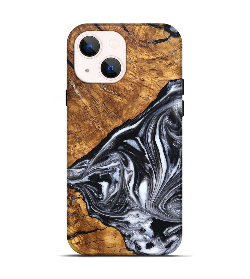 iPhone 14 Wood Live Edge Phone Case - Zola (Black & White, 819976)