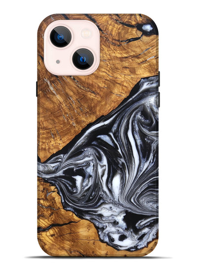 iPhone 14 Plus Wood Live Edge Phone Case - Zola (Black & White, 819976)