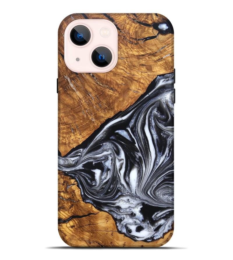 iPhone 14 Plus Wood Live Edge Phone Case - Zola (Black & White, 819976)