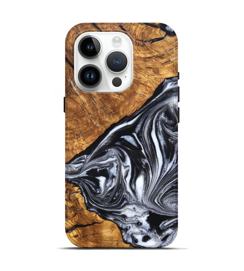 iPhone 15 Pro Wood Live Edge Phone Case - Zola (Black & White, 819976)