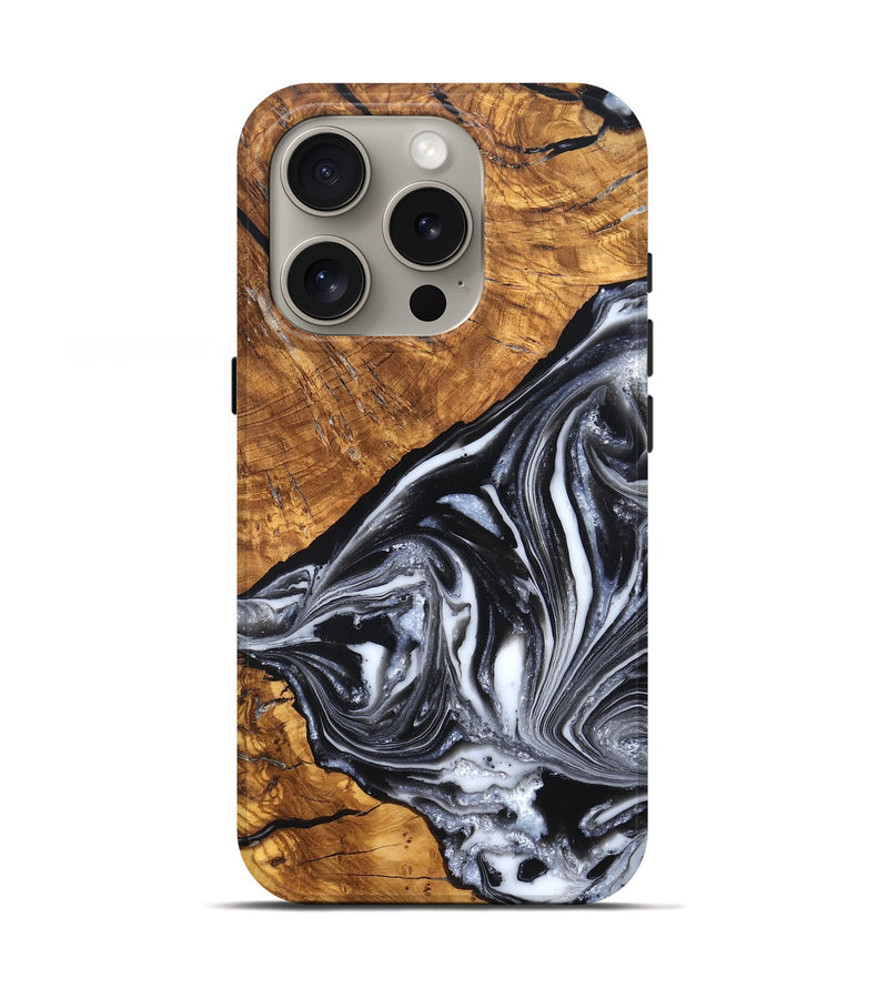 iPhone 16 Pro Wood Live Edge Phone Case - Zola (Black & White, 819976)