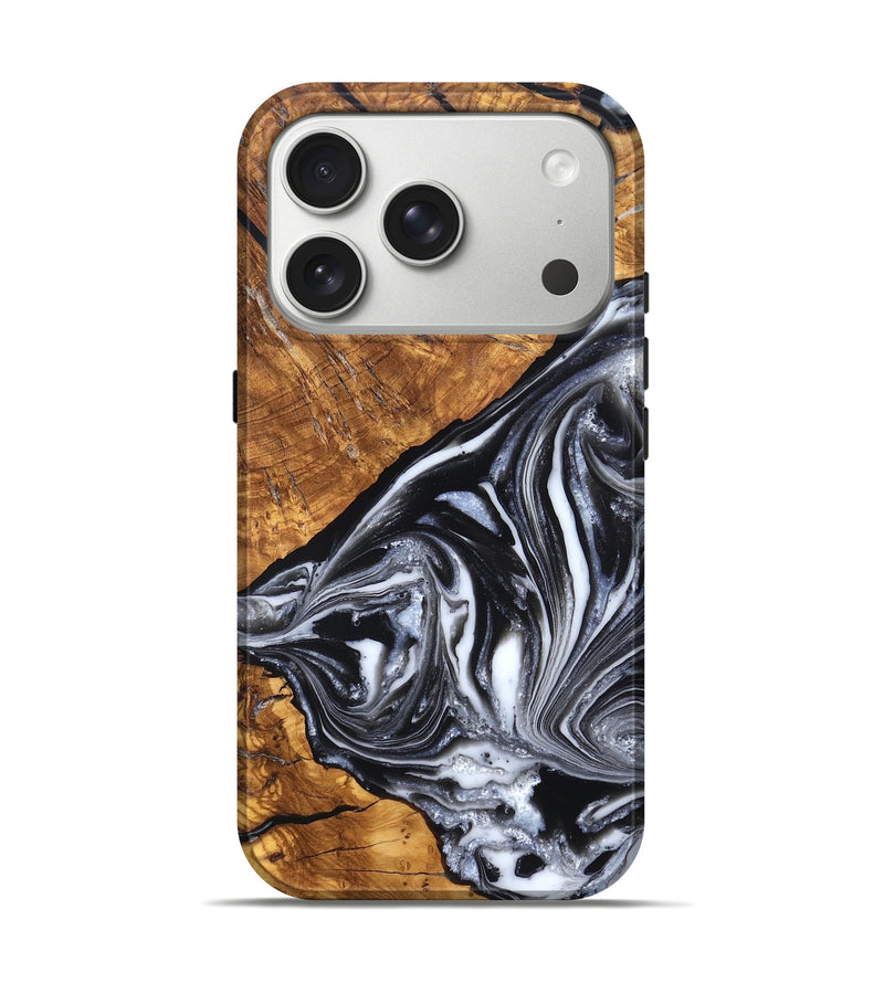 iPhone 17 Pro Wood Live Edge Phone Case - Zola (Black & White, 819976)