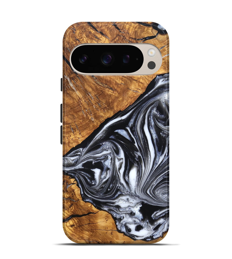 Pixel 9 Pro Wood Live Edge Phone Case - Zola (Black & White, 819976)