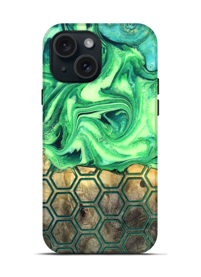 iPhone 15 Wood Live Edge Phone Case - Onyx (Neon, 819977)