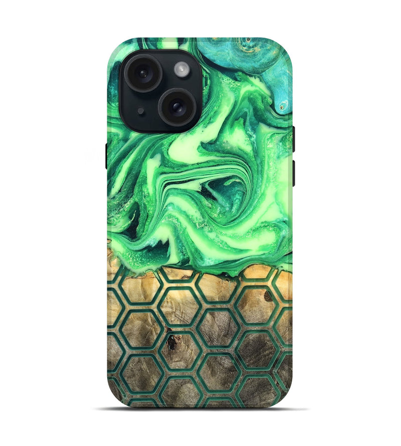 iPhone 15 Wood Live Edge Phone Case - Onyx (Neon, 819977)
