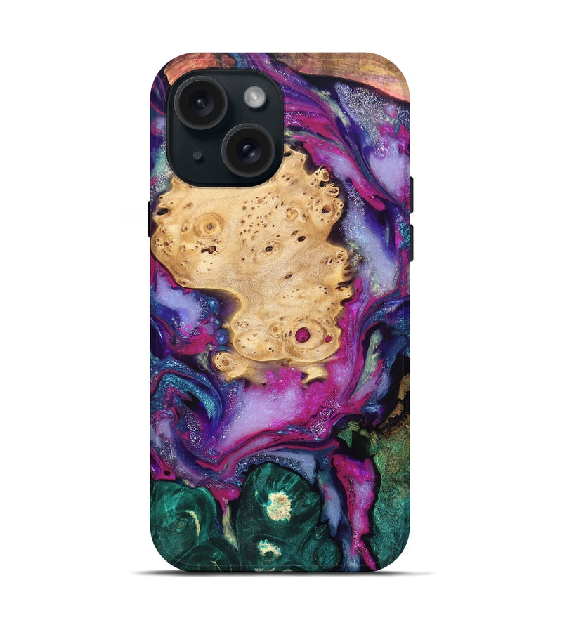 iPhone 15 Wood Live Edge Phone Case - Kai (Purple, 819979)