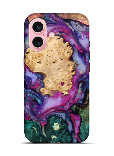 iPhone 16 Wood Live Edge Phone Case - Kai (Purple, 819979)