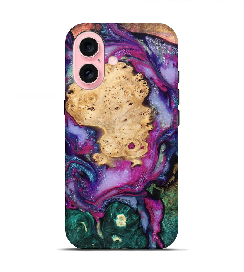 iPhone 16 Wood Live Edge Phone Case - Kai (Purple, 819979)