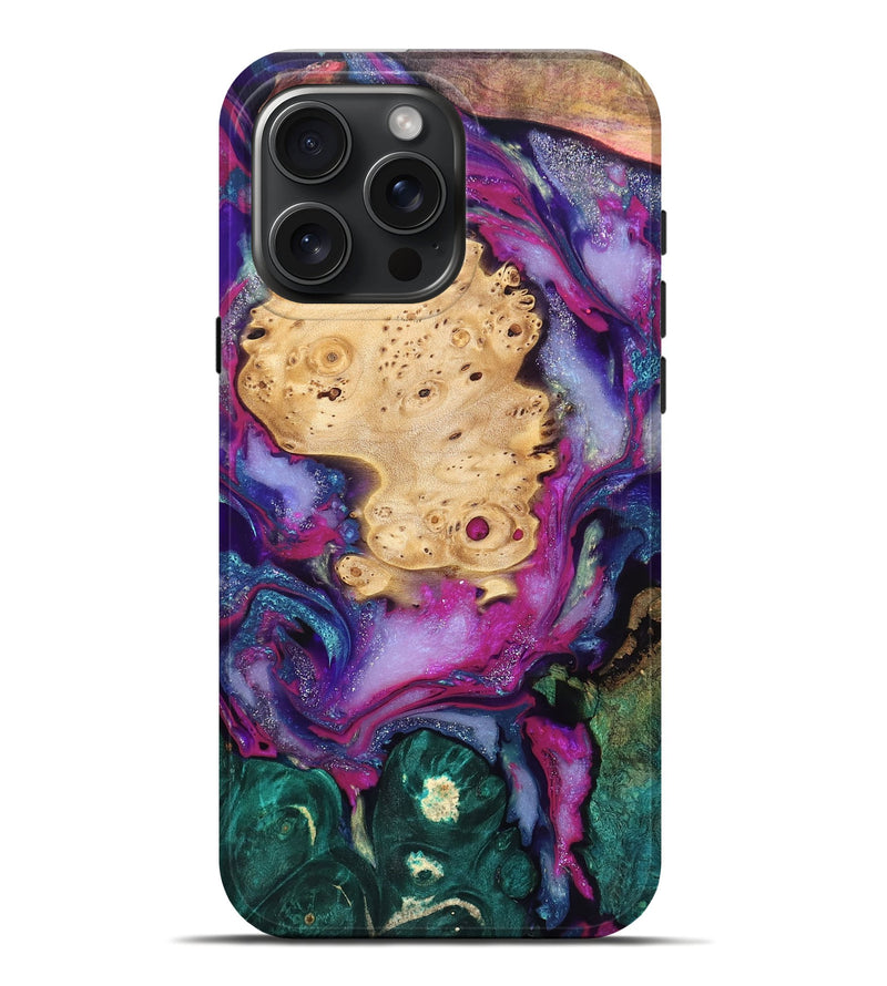 iPhone 16 Pro Max Wood Live Edge Phone Case - Kai (Purple, 819979)