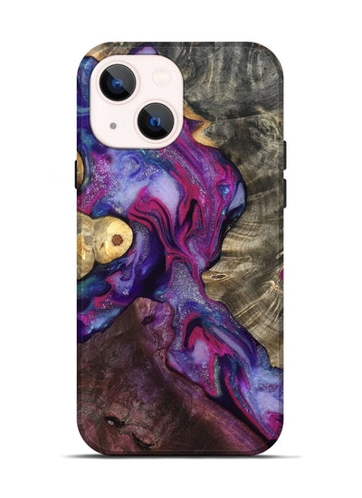 iPhone 14 Wood Live Edge Phone Case - Eduardo (Purple, 819980)