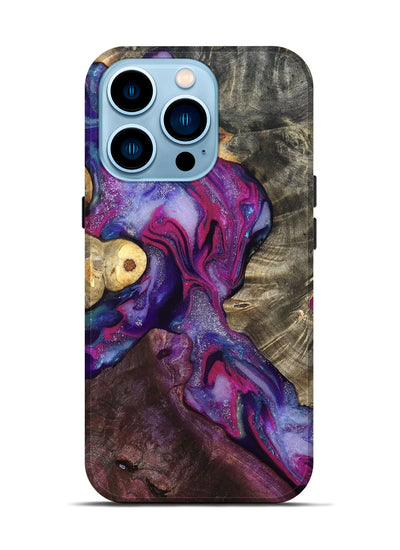 iPhone 14 Pro Wood Live Edge Phone Case - Eduardo (Purple, 819980)