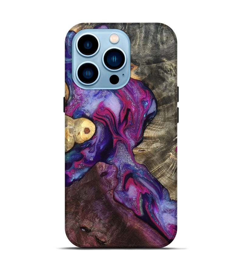 iPhone 14 Pro Wood Live Edge Phone Case - Eduardo (Purple, 819980)