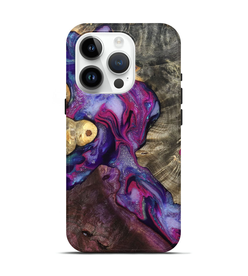 iPhone 15 Pro Wood Live Edge Phone Case - Eduardo (Purple, 819980)