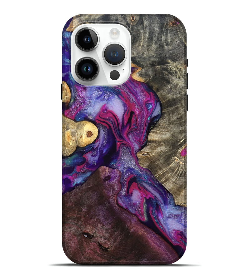 iPhone 15 Pro Max Wood Live Edge Phone Case - Eduardo (Purple, 819980)