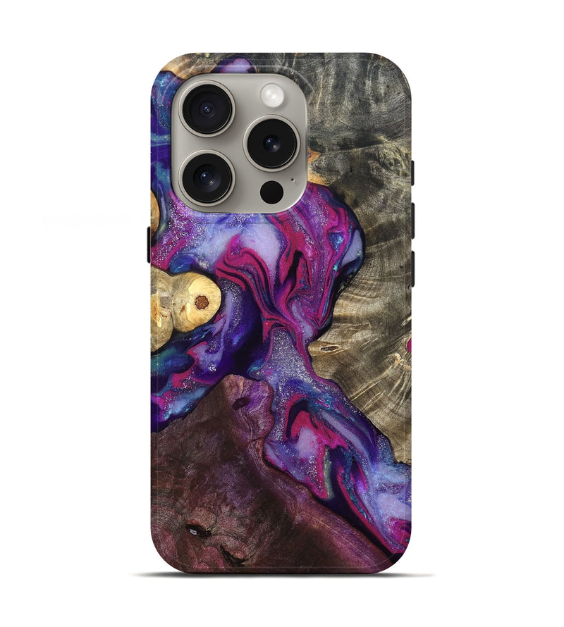 iPhone 16 Pro Wood Live Edge Phone Case - Eduardo (Purple, 819980)