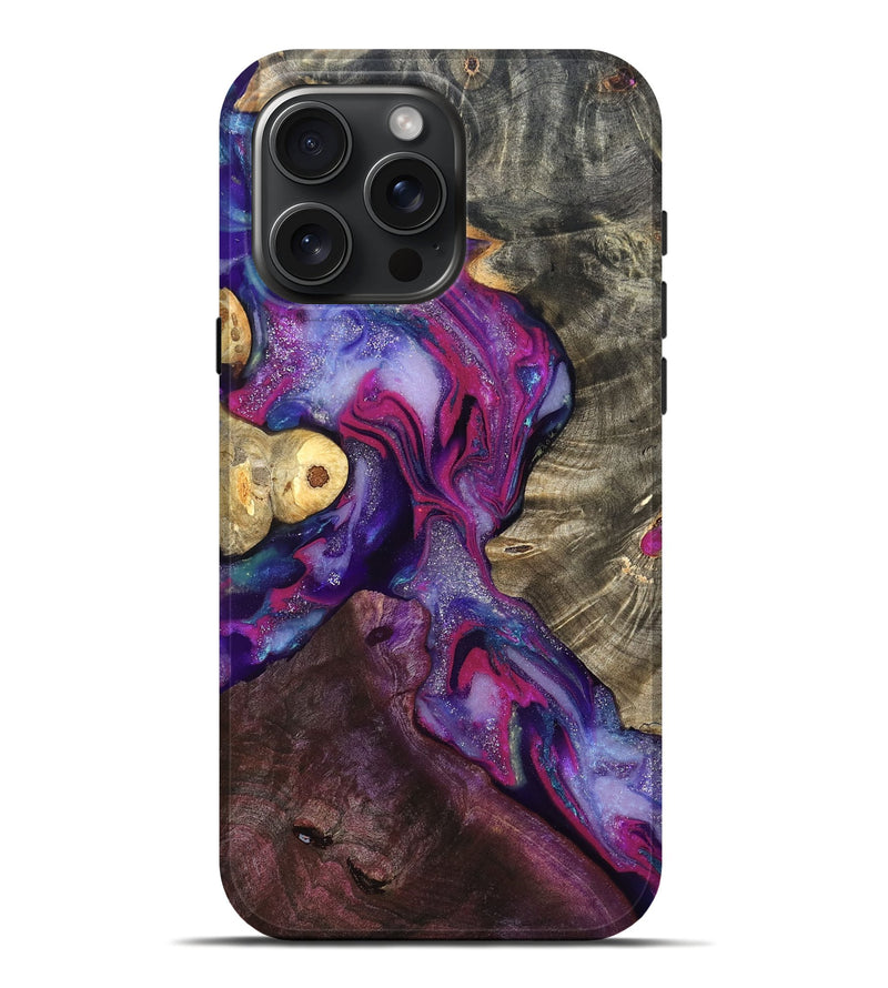 iPhone 16 Pro Max Wood Live Edge Phone Case - Eduardo (Purple, 819980)
