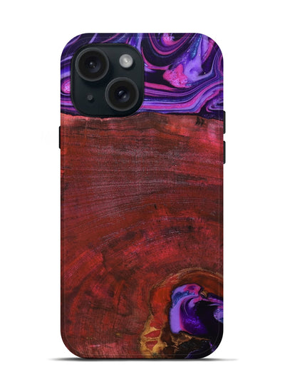 iPhone 15 Wood Live Edge Phone Case - Teo (Red, 819982)