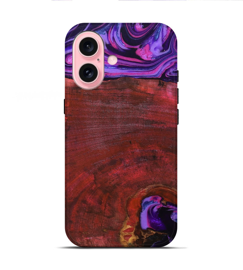 iPhone 16 Wood Live Edge Phone Case - Teo (Red, 819982)