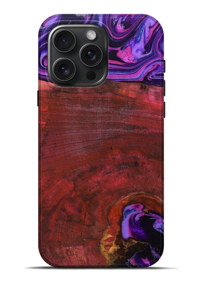 iPhone 16 Pro Max Wood Live Edge Phone Case - Teo (Red, 819982)