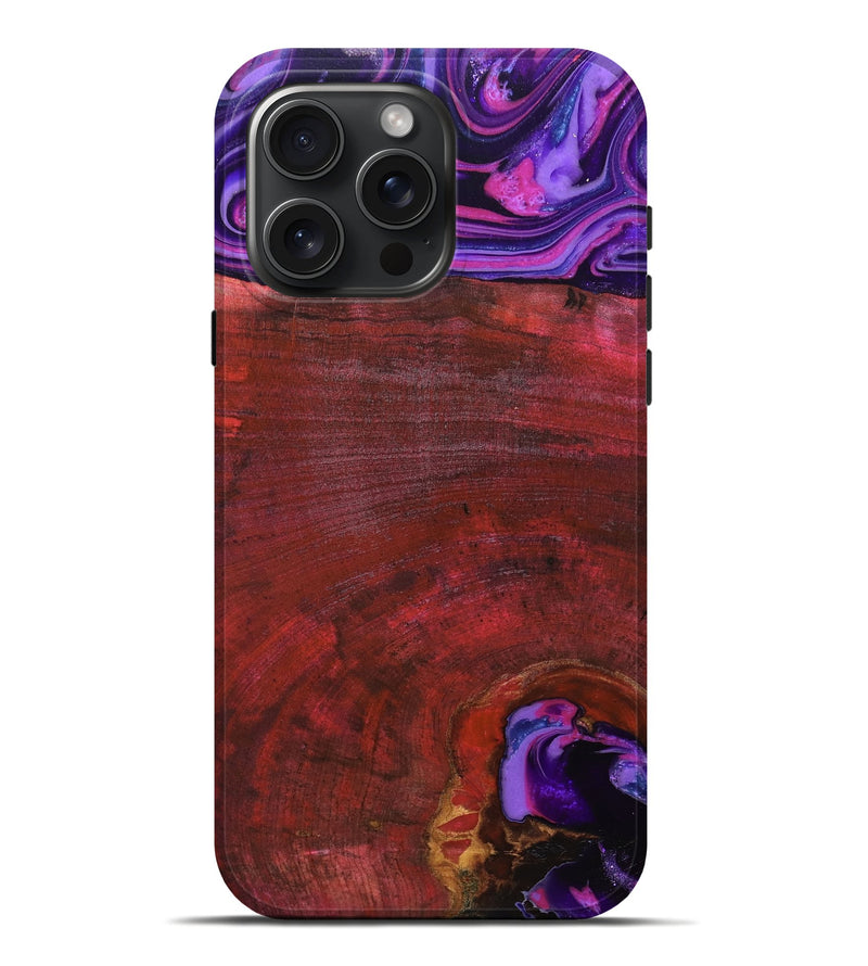 iPhone 16 Pro Max Wood Live Edge Phone Case - Teo (Red, 819982)
