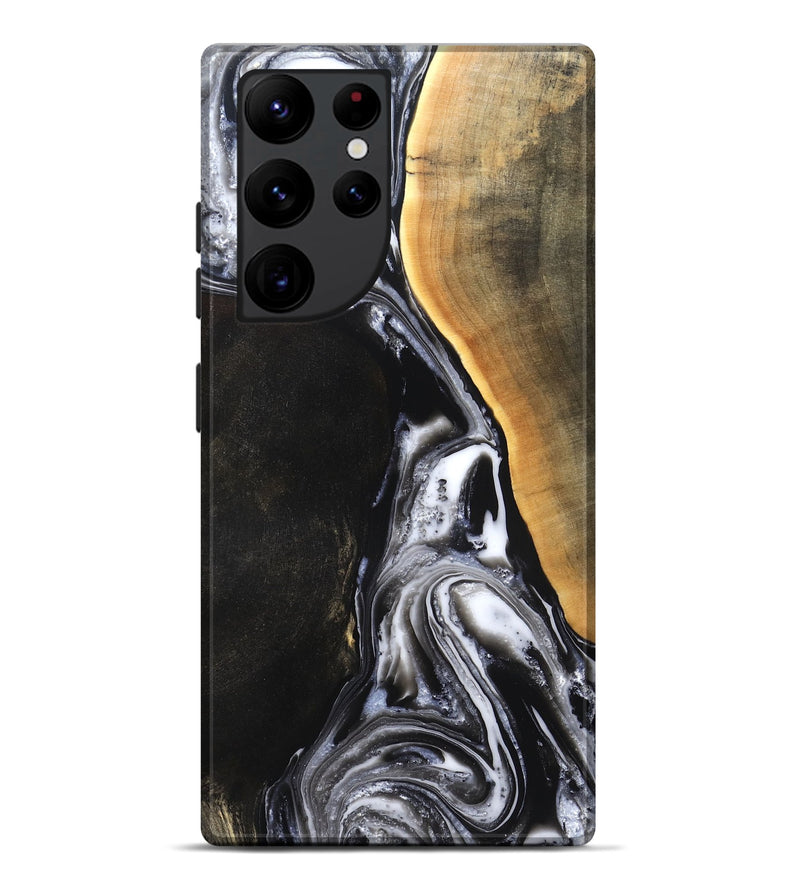 Galaxy S22 Ultra Wood Live Edge Phone Case - Chelsea (Black & White, 819983)
