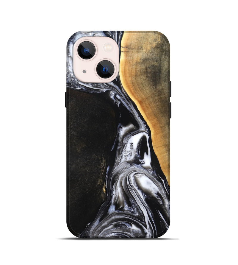 iPhone 13 mini Wood Live Edge Phone Case - Chelsea (Black & White, 819983)