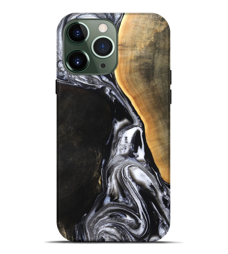 iPhone 13 Pro Max Wood Live Edge Phone Case - Chelsea (Black & White, 819983)
