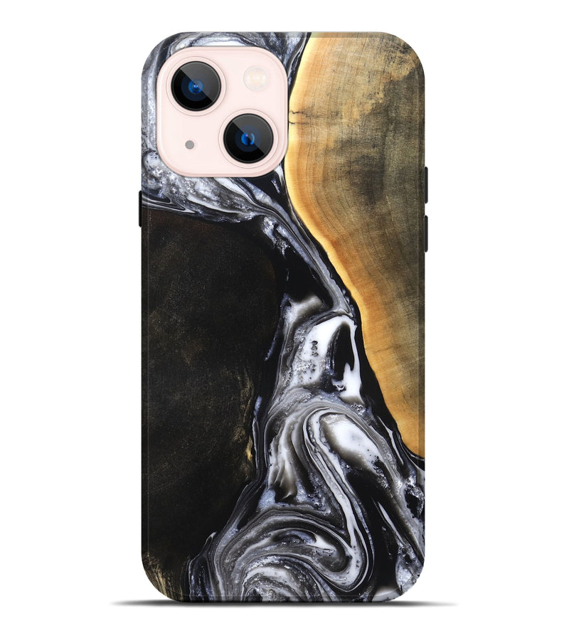 iPhone 14 Plus Wood Live Edge Phone Case - Chelsea (Black & White, 819983)