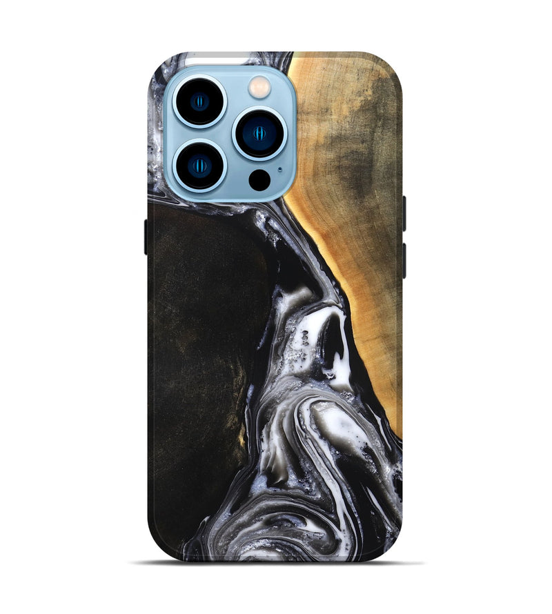 iPhone 14 Pro Wood Live Edge Phone Case - Chelsea (Black & White, 819983)