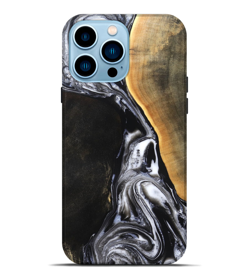 iPhone 14 Pro Max Wood Live Edge Phone Case - Chelsea (Black & White, 819983)
