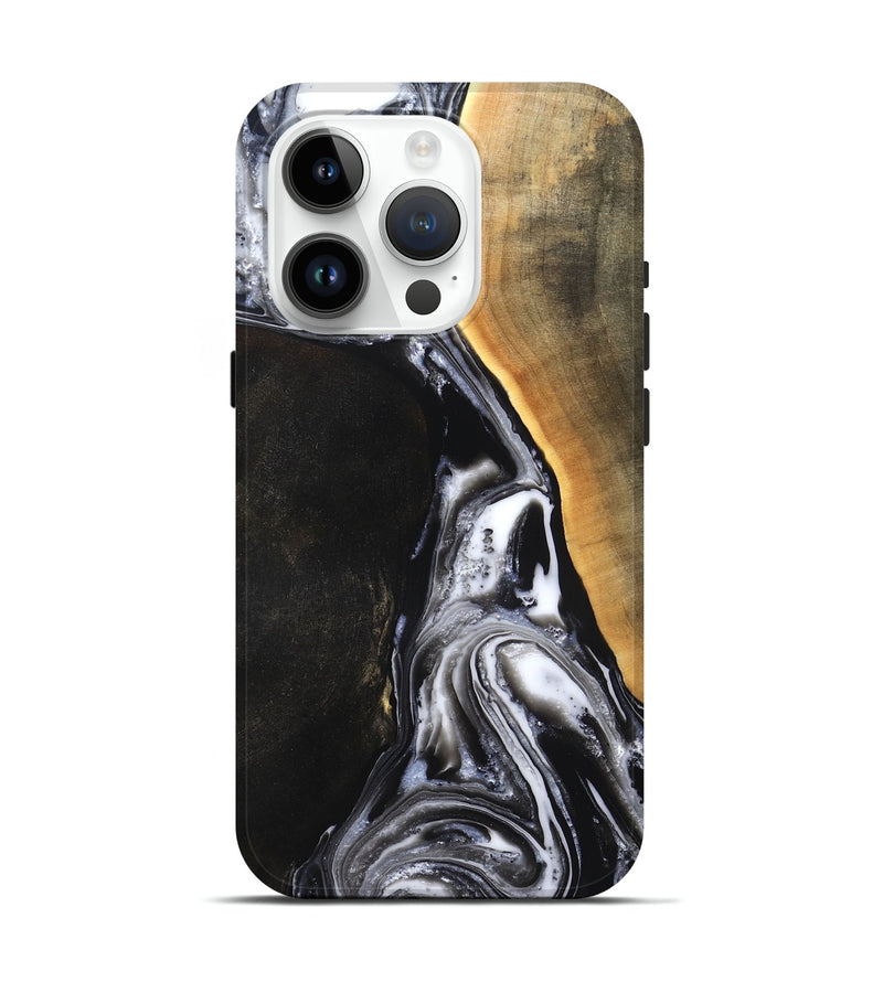 iPhone 15 Pro Wood Live Edge Phone Case - Chelsea (Black & White, 819983)