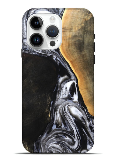 iPhone 15 Pro Max Wood Live Edge Phone Case - Chelsea (Black & White, 819983)