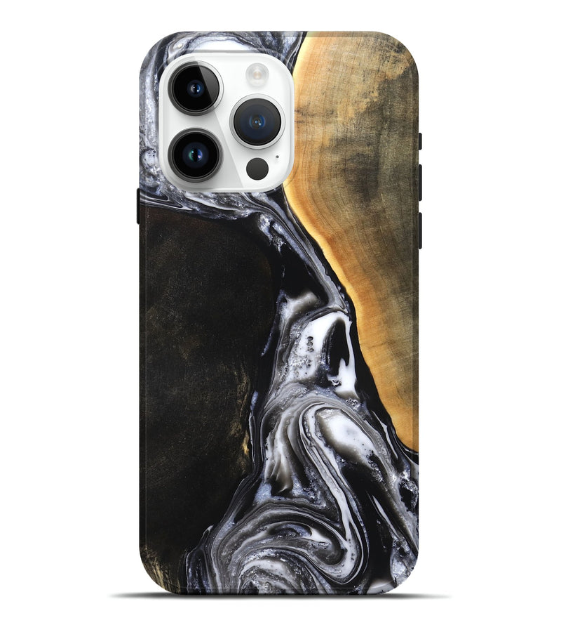 iPhone 15 Pro Max Wood Live Edge Phone Case - Chelsea (Black & White, 819983)