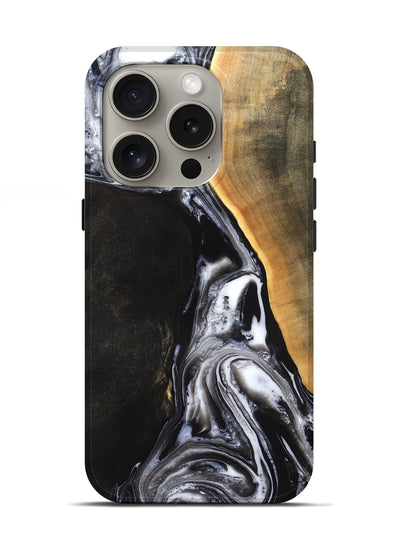 iPhone 16 Pro Wood Live Edge Phone Case - Chelsea (Black & White, 819983)