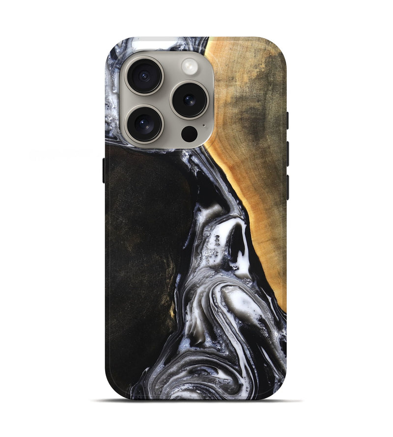 iPhone 16 Pro Wood Live Edge Phone Case - Chelsea (Black & White, 819983)