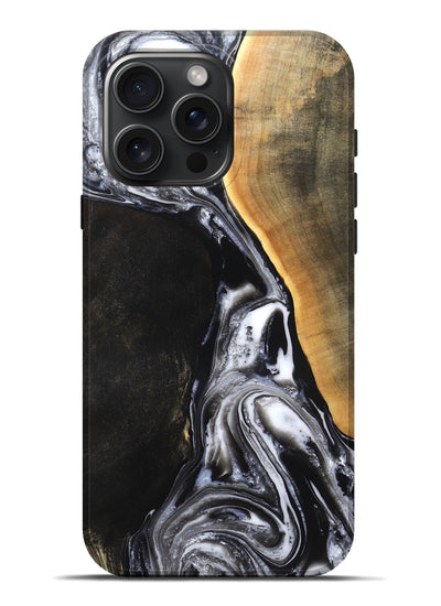 iPhone 16 Pro Max Wood Live Edge Phone Case - Chelsea (Black & White, 819983)