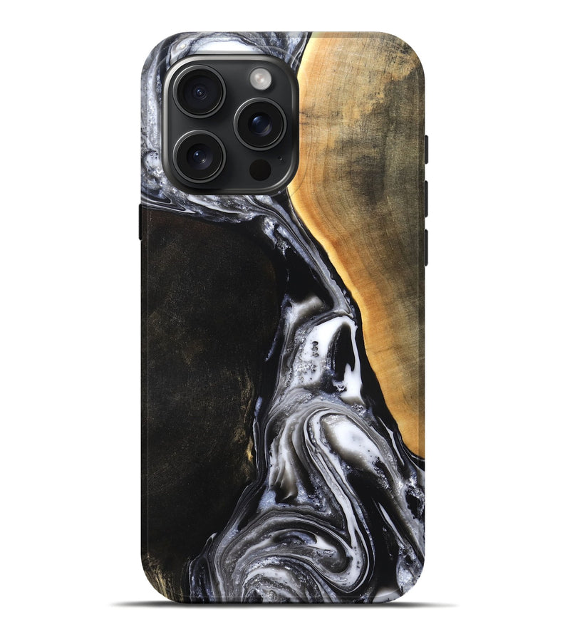 iPhone 16 Pro Max Wood Live Edge Phone Case - Chelsea (Black & White, 819983)