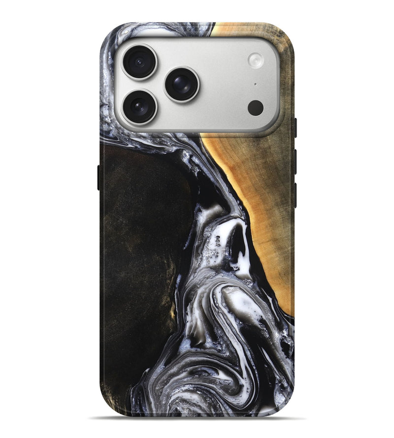 iPhone 17 Pro Max Wood Live Edge Phone Case - Chelsea (Black & White, 819983)