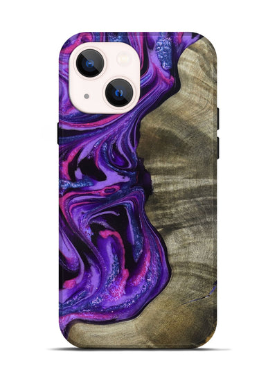 iPhone 14 Wood Live Edge Phone Case - Chyna (Purple, 819984)