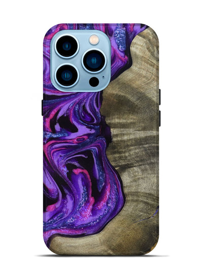 iPhone 14 Pro Wood Live Edge Phone Case - Chyna (Purple, 819984)