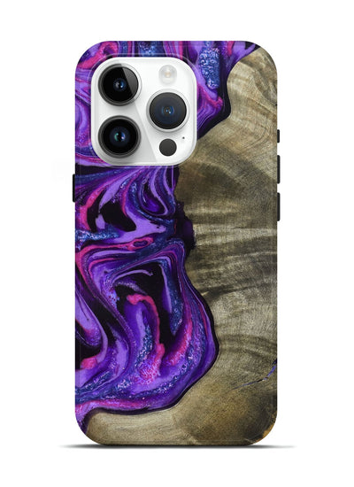 iPhone 15 Pro Wood Live Edge Phone Case - Chyna (Purple, 819984)