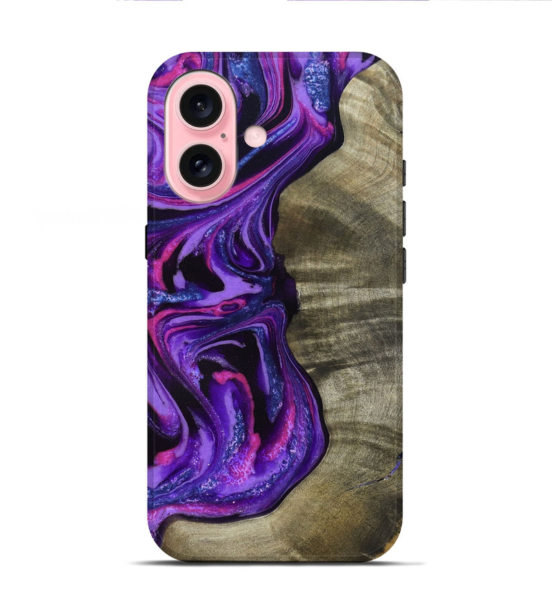iPhone 16 Wood Live Edge Phone Case - Chyna (Purple, 819984)