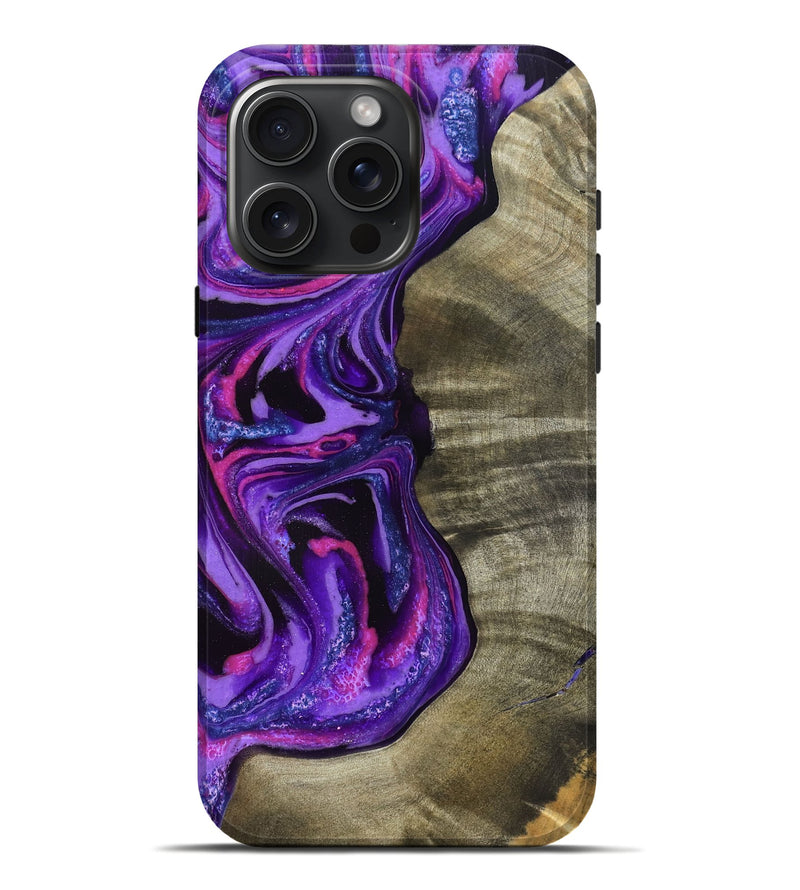 iPhone 16 Pro Max Wood Live Edge Phone Case - Chyna (Purple, 819984)