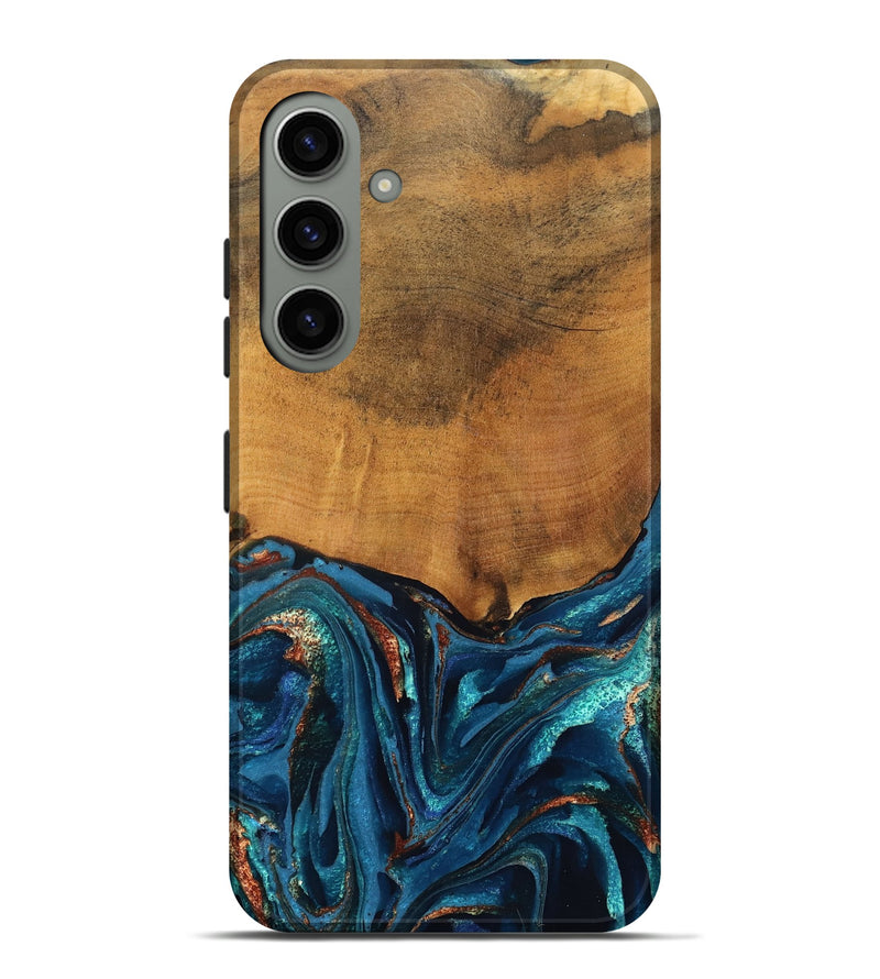 Galaxy S24 Plus Wood Live Edge Phone Case - Avis (Teal & Gold, 819985)