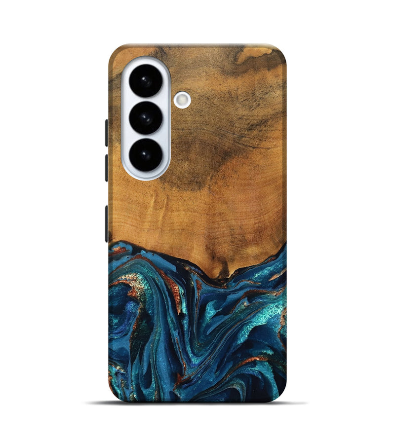 Galaxy S26 Wood Live Edge Phone Case - Avis (Teal & Gold, 819985)