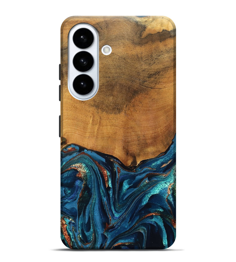 Galaxy S26 Plus Wood Live Edge Phone Case - Avis (Teal & Gold, 819985)