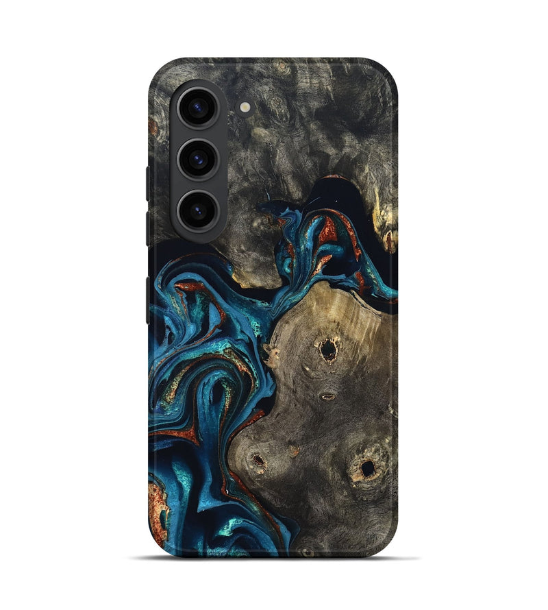 Galaxy S23 Wood Live Edge Phone Case - Harlow (Teal & Gold, 819986)