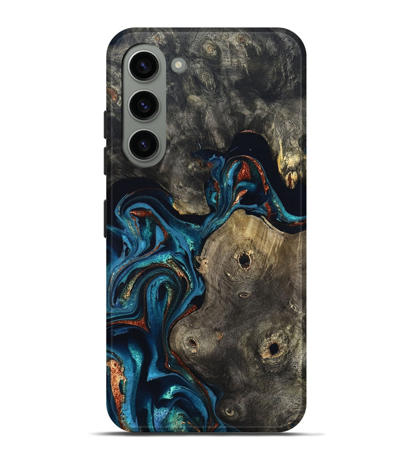 Galaxy S23 Plus Wood Live Edge Phone Case - Harlow (Teal & Gold, 819986)