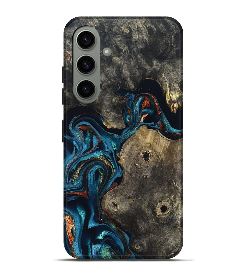 Galaxy S24 Plus Wood Live Edge Phone Case - Harlow (Teal & Gold, 819986)